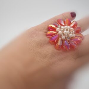 Anillo de gotas rojas contornasol